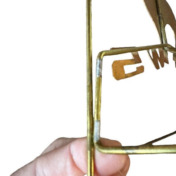 Newpaper Stand Holder Wire Rooster Chicken News Vintage MCM Brass Color - Picture 3 of 4